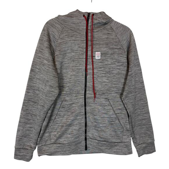 Topo Designs Jacket Men's Medium Heather Gray Raglan Sleeve Full Zip Hooded - Picture 1 of 10